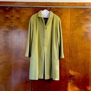 Fun and funky lime green wool mid length wool coat.
